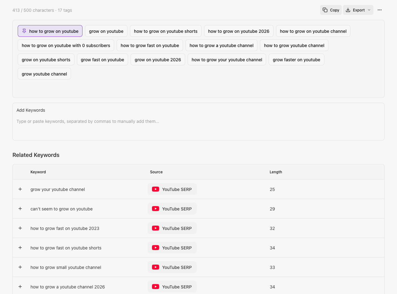 Keyword Editor Preview
